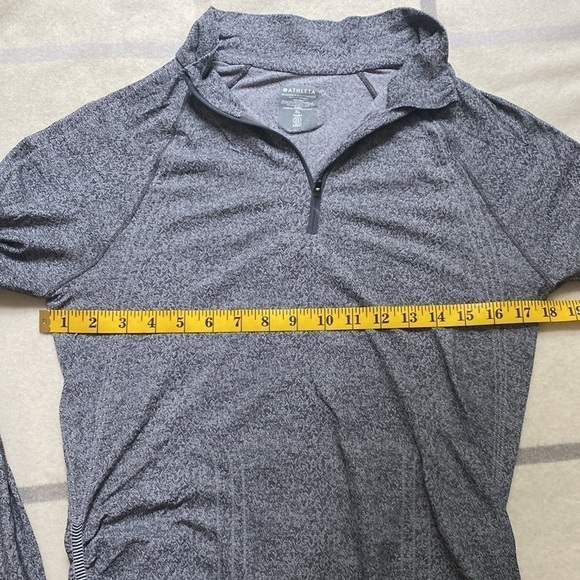 ATHLETA Gray Fast Track Quarter Zip Pullover, Ruched Sides Women’s Size XL - Picture 8 of 9